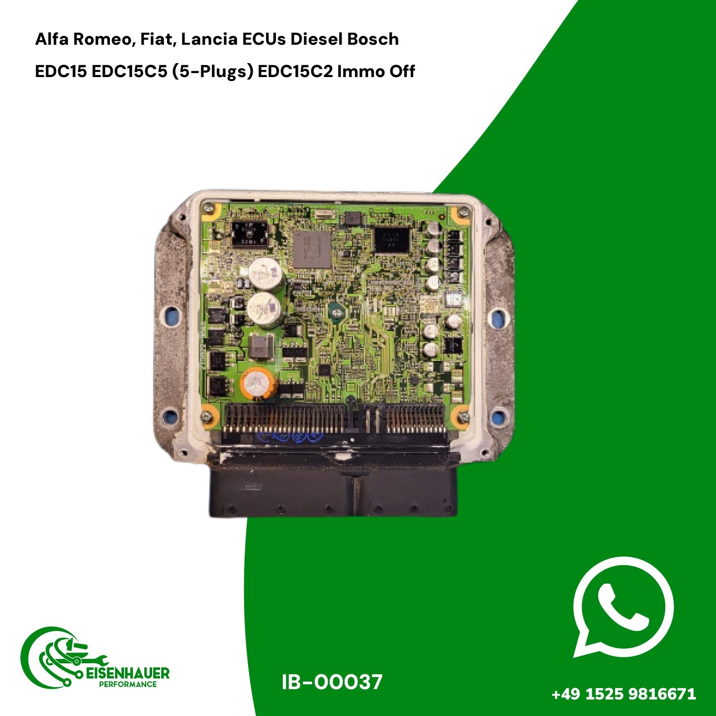 Alfa Romeo, Fiat, Lancia ECUs Diesel Bosch EDC15 EDC15C5 (5-Plugs) EDC15C2 Immo Off